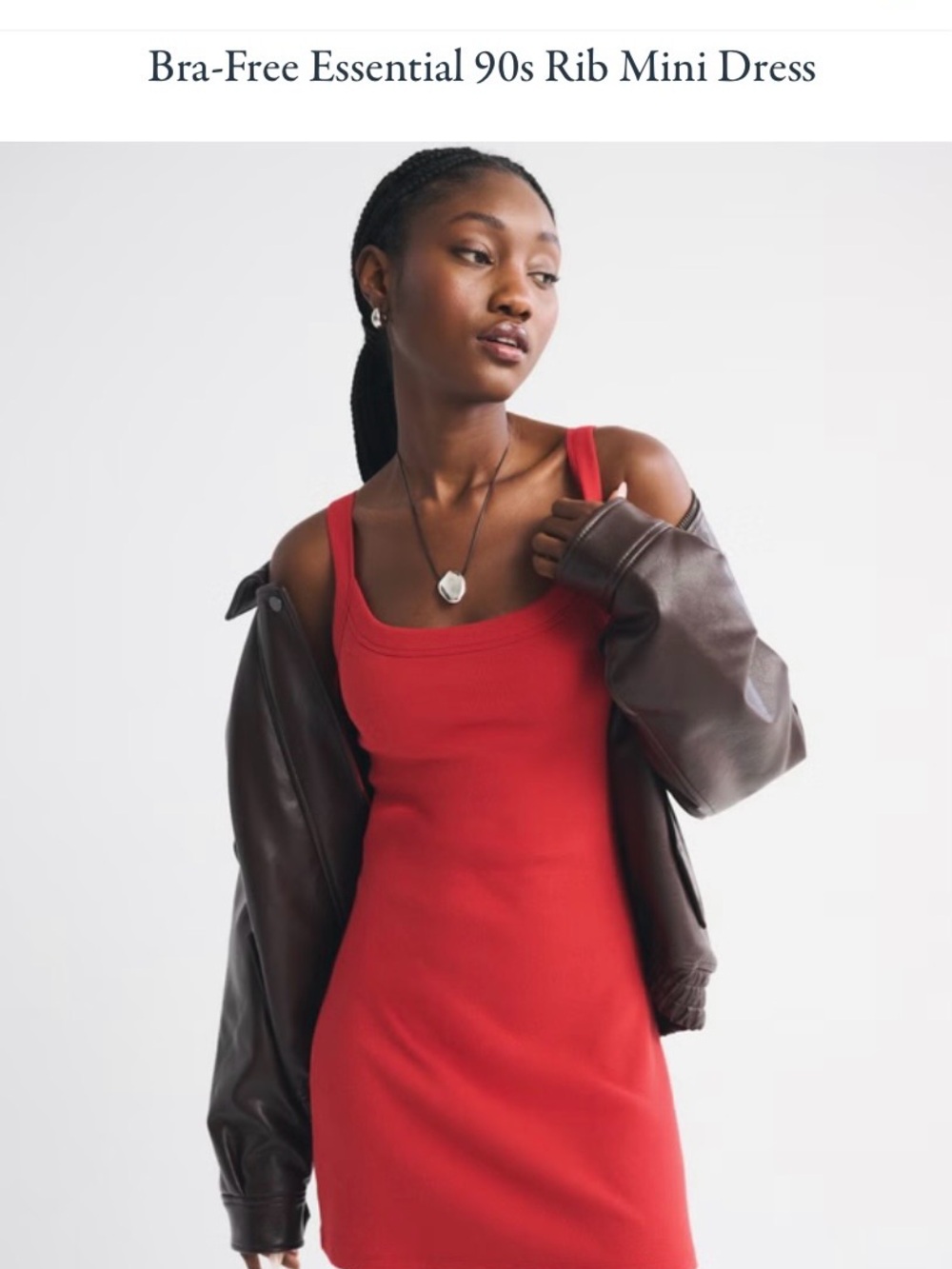 Abercrombie & Fitch Bra-Free essential 90s rib mini dress. Size small tall.